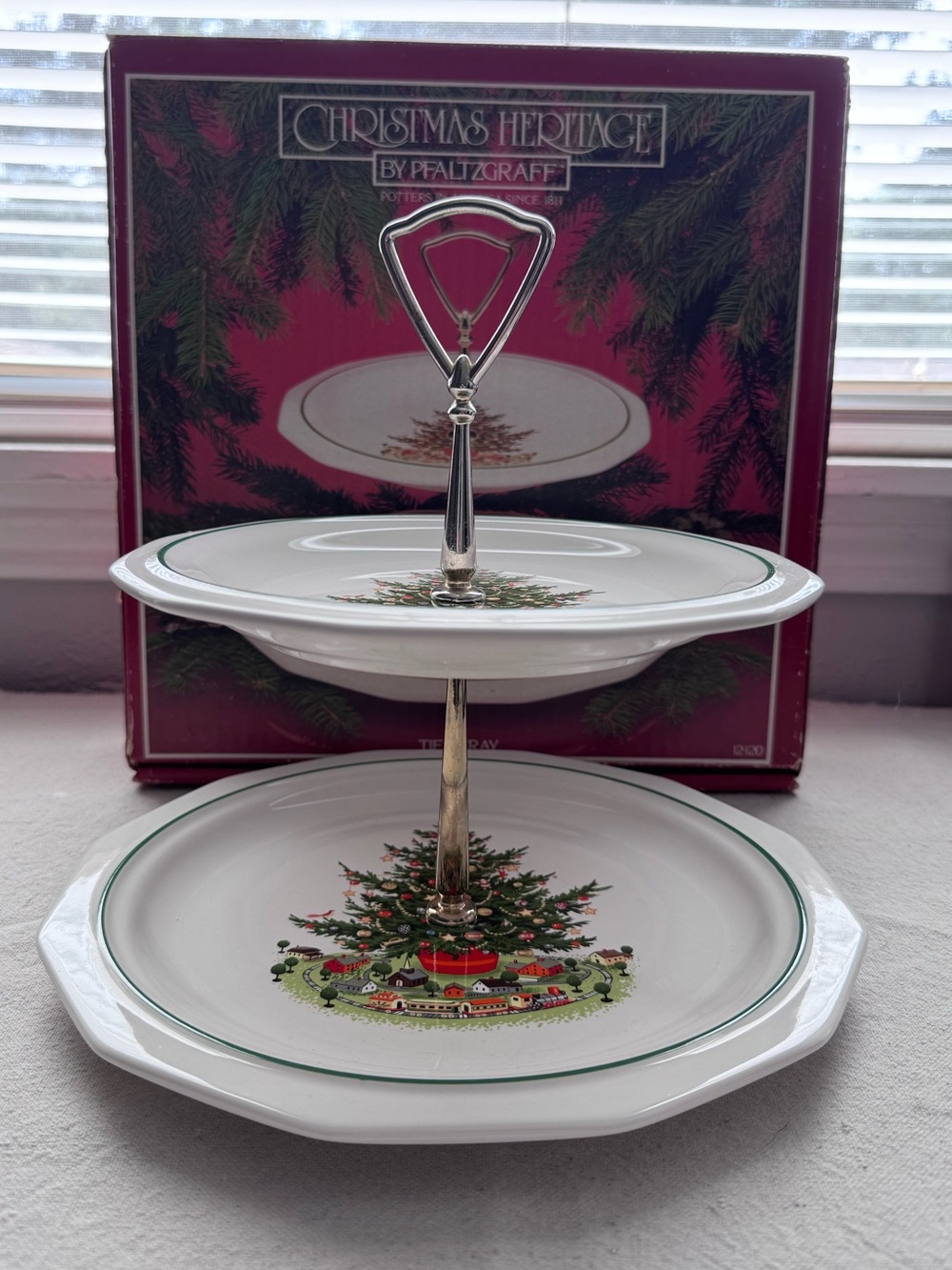 Vintage Pfaltzgraff Christmas Heritage 2 Tier Tray